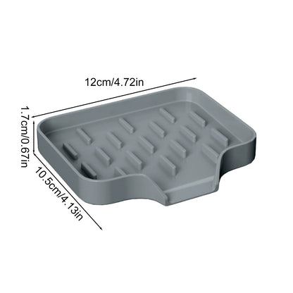 Silicone Soap Holder Self Draining Soap Bar Holder Kitchen Soap Dish Sponge Tray Counter Caddy Organizer for Dish Soap Dispenser