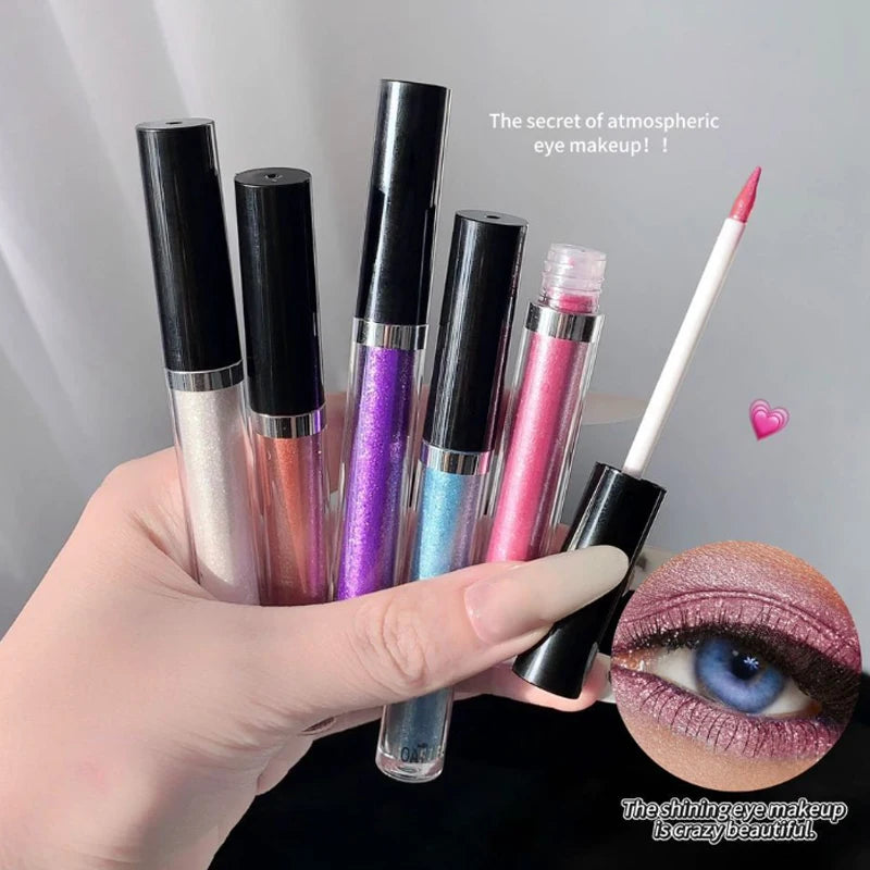 12 Color Pearlescent Liquid Eyeshadow Makeup Natural Smokey Silver Shimmer Diamond Glitter Shadows Waterproof Lasting Eye Makeup
