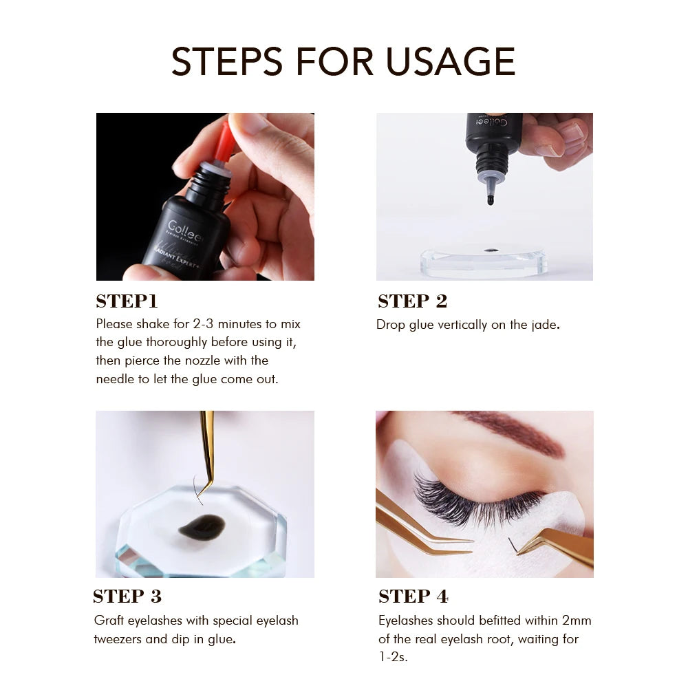 Gollee 0.5s Fast Dry Lash Extension Glue Pro Eyelashes Adhesive Glue Waterproof Grafting Eyelash Super Bonder for Salon Makeup