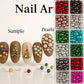 12Grids Christmas Red/Green Pearl Nail Rhinestone Mixed Size Pearlescent Colorful Beads Nali Charms Christmas Manicure Jewelry A