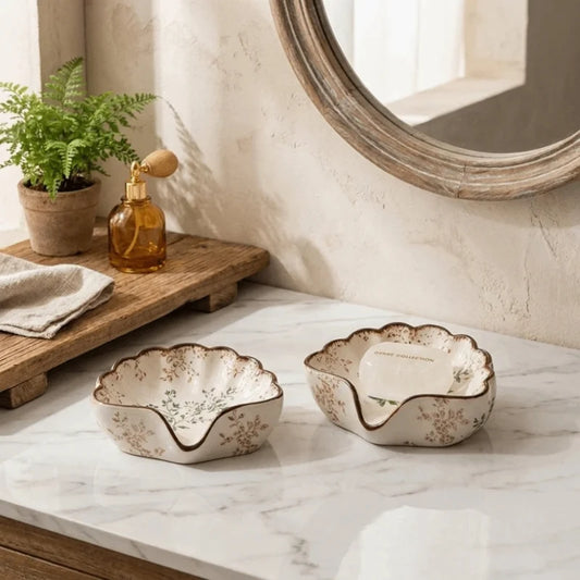 Easy Clean Vintage Ceramic Soap Box Non-Slip Exquisite Soap Drainage Rack Decorative Waterproof Soap Tray Kitchen Sink