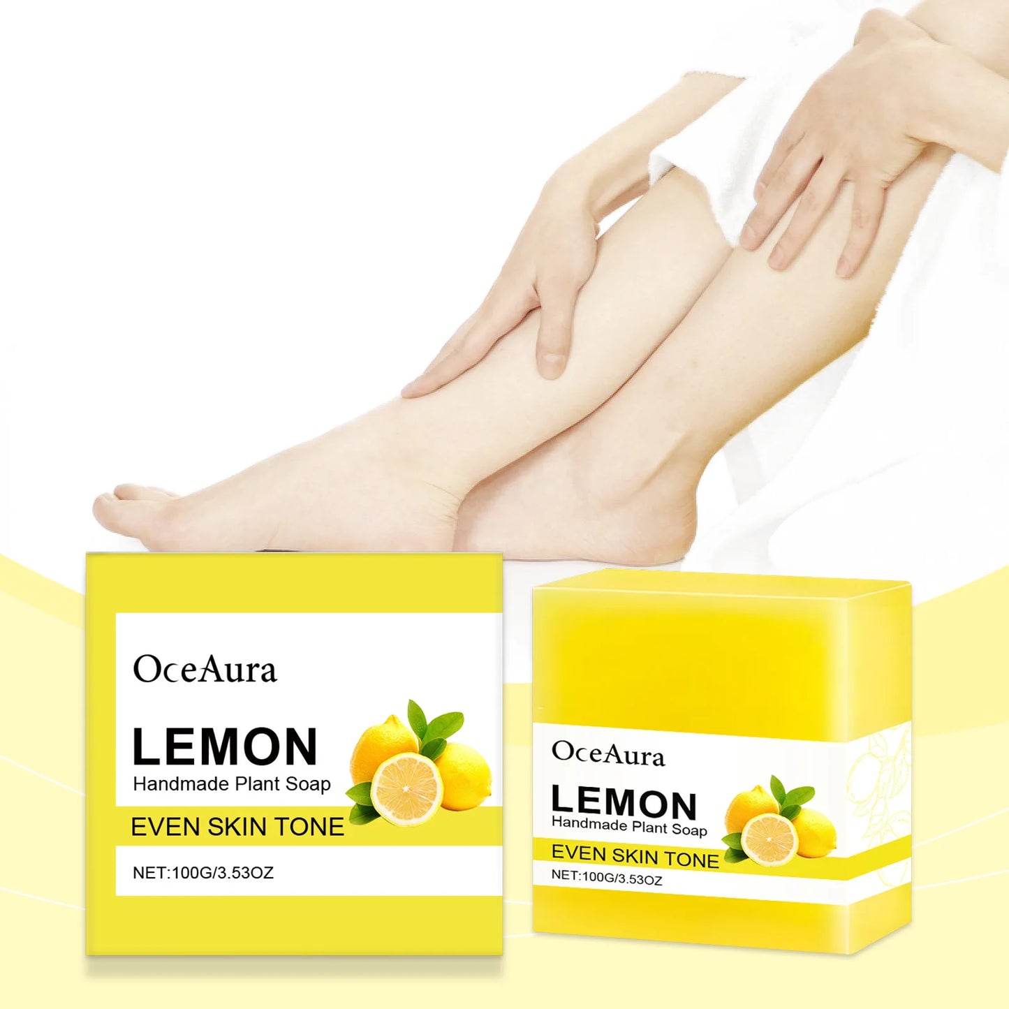OCEAURA Luxury Lemon Handmade Essential Oil Soap Bar - Gentle Skin Cleansing Moisturizing & Brightening 3.35 OZ