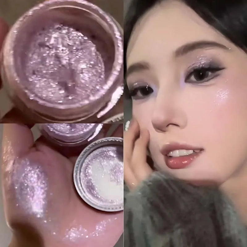 Sparkling Glitter Liquid Gel Eyeshadow Metallic Silver White Highlighter Sequins Eye Shadow Waterproof Shiny Silkworm Eye Makeup