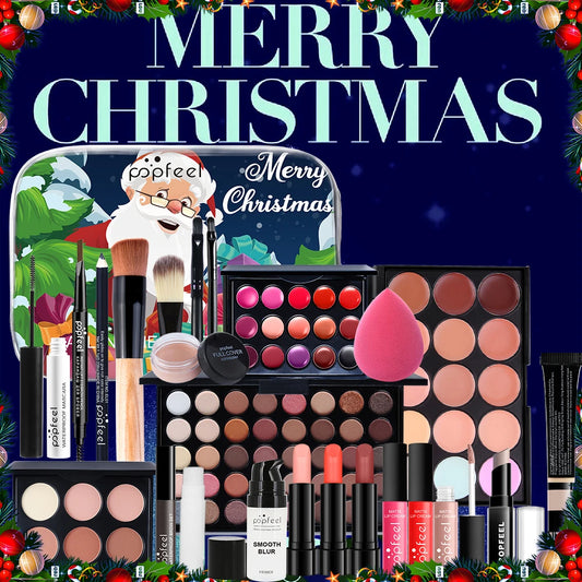 POPFEEL Christmas Makeup Set - Complete Holiday Cosmetic Collection Featuring Eyeshadow, Concealer, and Lipstick，Gift-Giving.