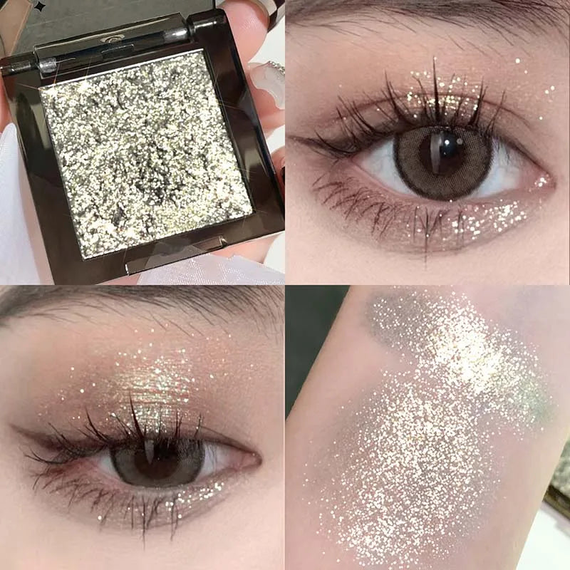Purple Glitter Eyeshadow Makeup Pearlescent Shimmer Black Eyeshadow Plate Waterproof Long Lasting Monochrome Eyeshadow Cosmetics
