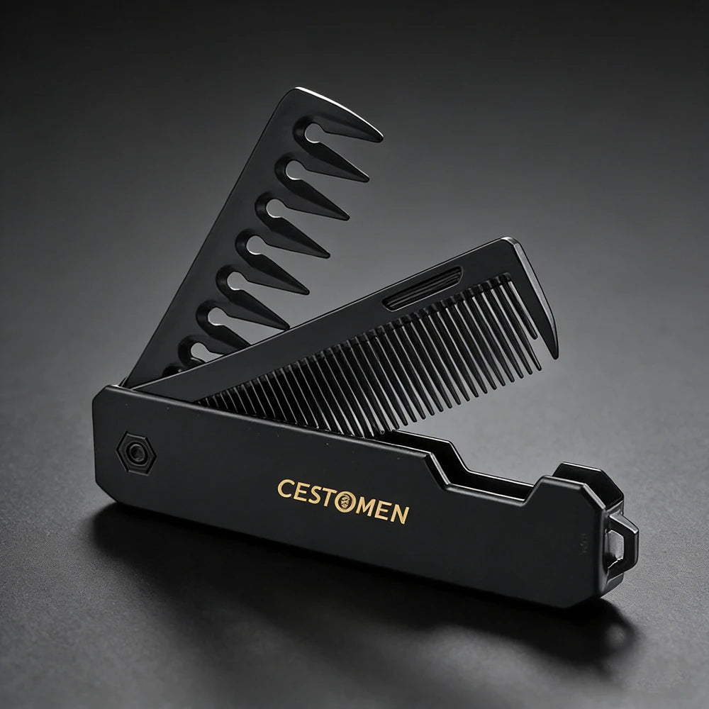 NEW Style 2 in 1 Pocket Folding Comb Barber Hair Clipper Combs Hair Styling Tools Professional Salon Wide Tooth Oil Head Comb
