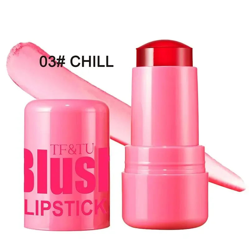 3-in-1 Milk Jelly Tint Facial Blusher Wand Moisturized Long Lasting Matte Rouge Cheek Contour Lipstick Sticker Beauty Makeup