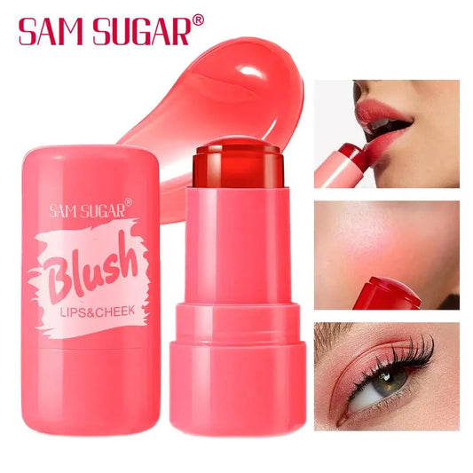 4 Color Jelly Blush Stick Matte Moisturizing Lip Balm 3 in 1 Multi Use Brightening Makeup Gloss