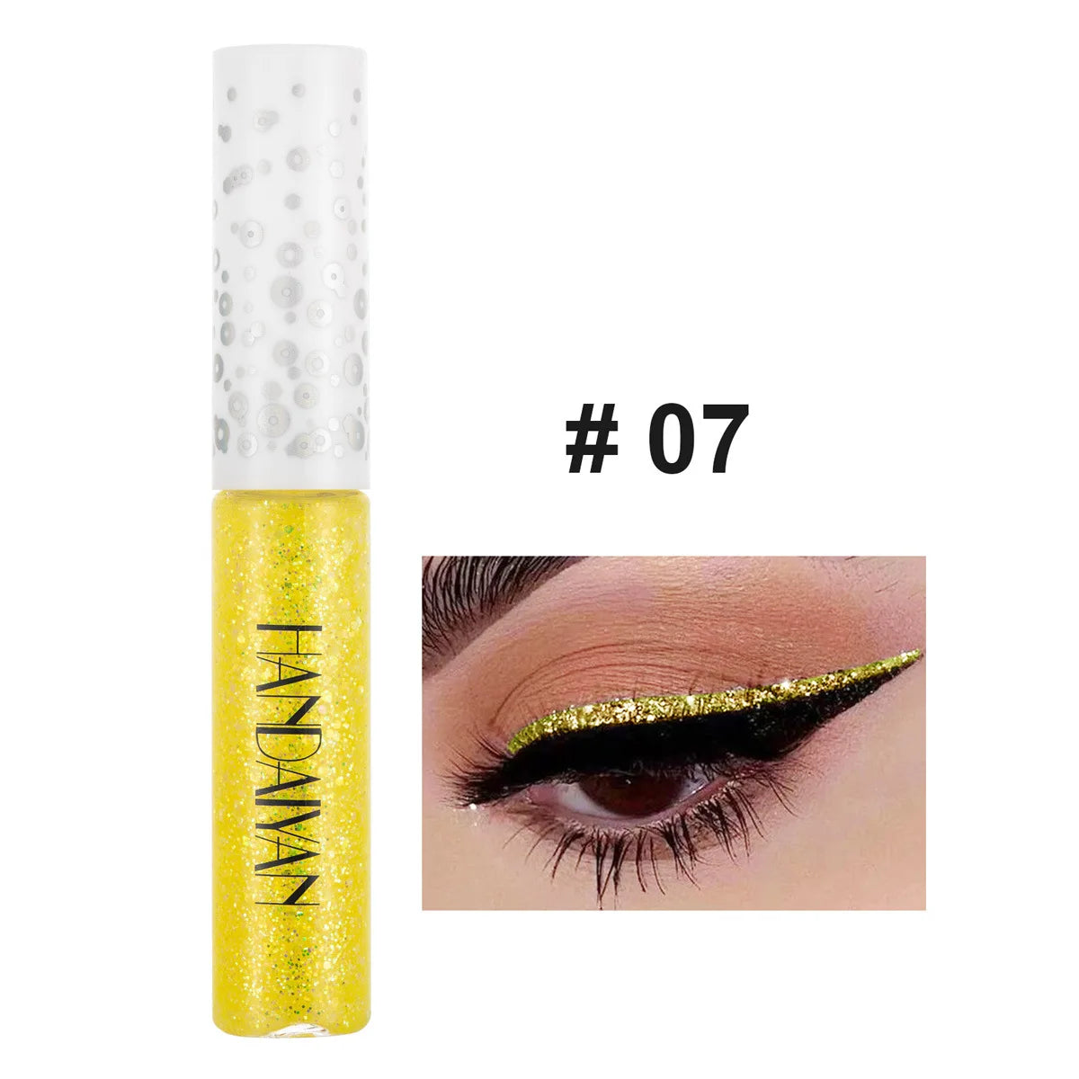 HANDAIYAN 12 Colors Shiny Eye Liners Pigment Silver Rose Gold Color Glitter Liquid Eyeliner Metallic Colorful Makeup For Women