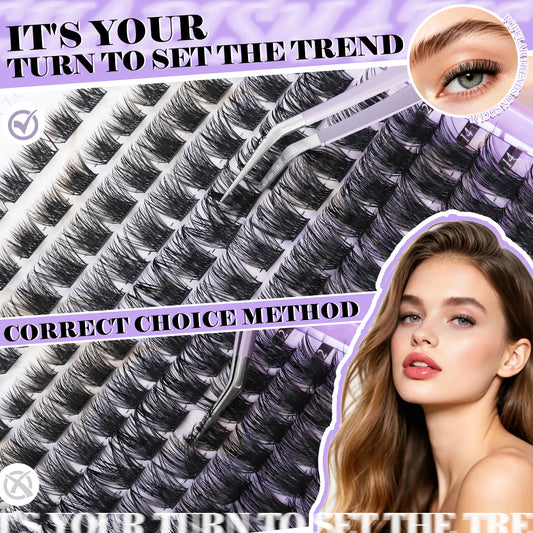 IEEYEEY Wispy Thick Lashes Clusters Natural Fluffy Segmented Lashes 3D Individual Volume Lash 8-16mm Mixed DIY Eyelash Extension