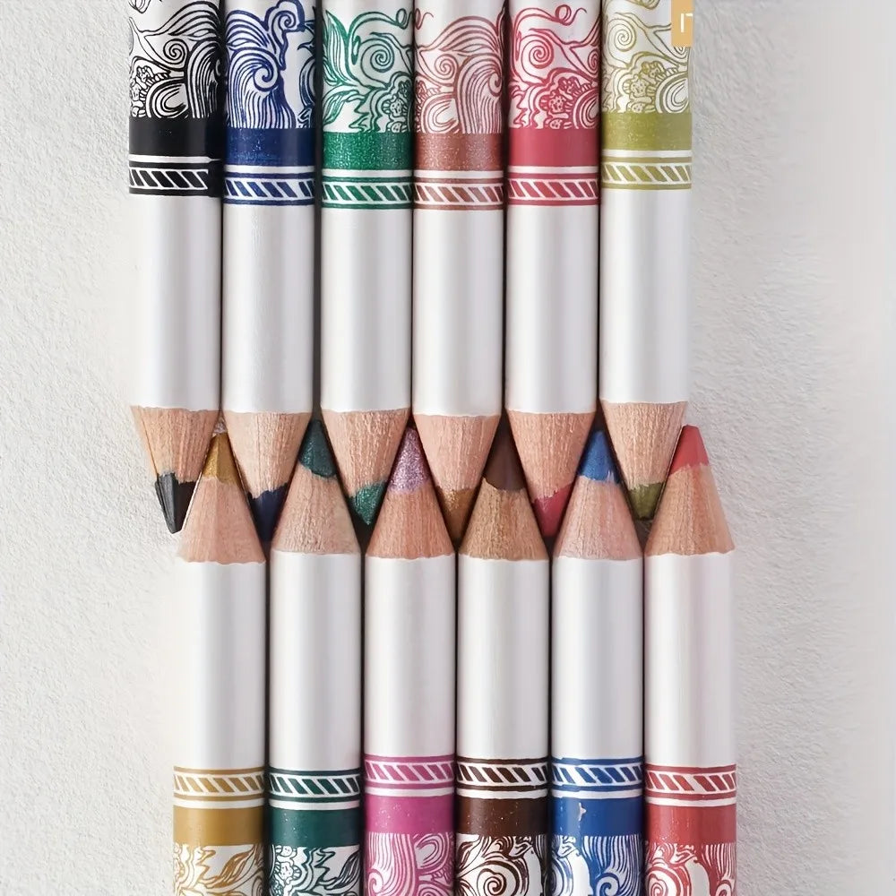 12PCS/PACK 2 in 1 Eyeliner 12 Colors Lip Pencil Long-lasting Waterproof Makeup Cosmetic Set Eye Liner HOT SALE