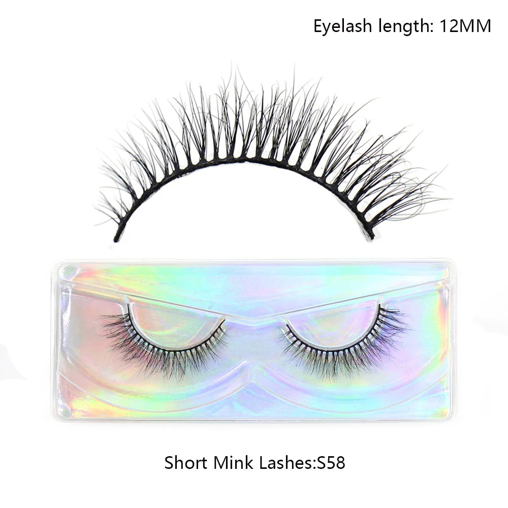 LEHUAMAO Maquiagem Short Natural Soft Mink Lashes Volume Fluffy Wispy Lashes 12mm-15mm False Eyelashes Eyelash Extensio Makeup