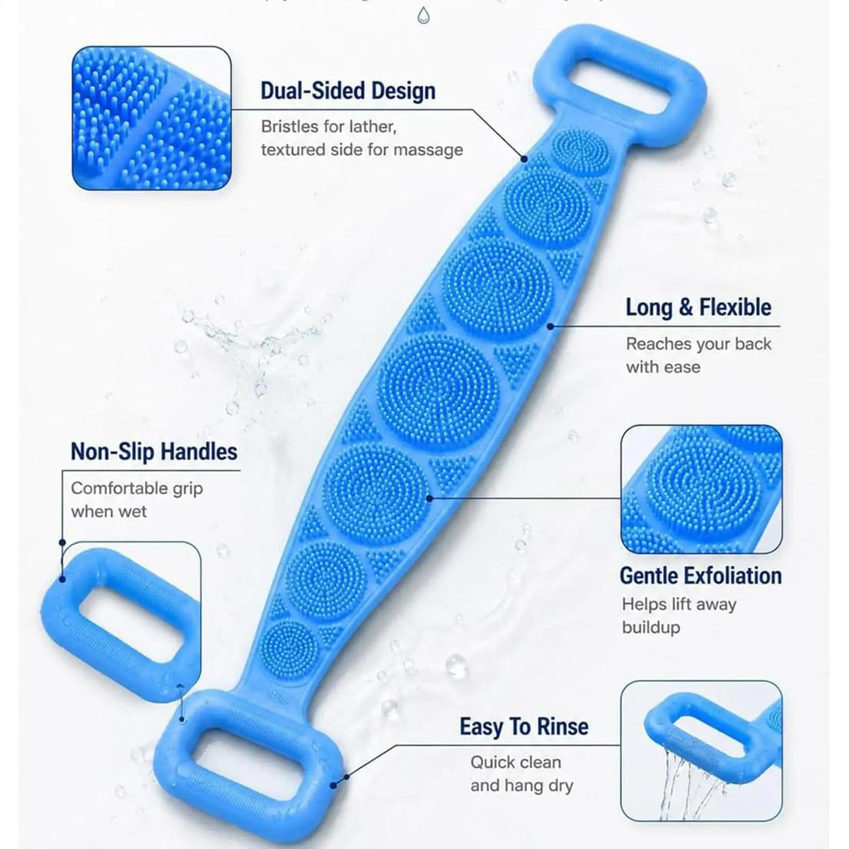 Silicone Brushes Bath Towels Rubbing Back Mud Peeling Body Massage Shower Extended Scrubber Skin Clean Shower Brushes
