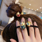 1Pc Cartoon Resin Lucky Cat Head Rope Bracelet Dual-Purpose Simple Ponytail Headdress Hair Tie Elastic Bands for Women Girl