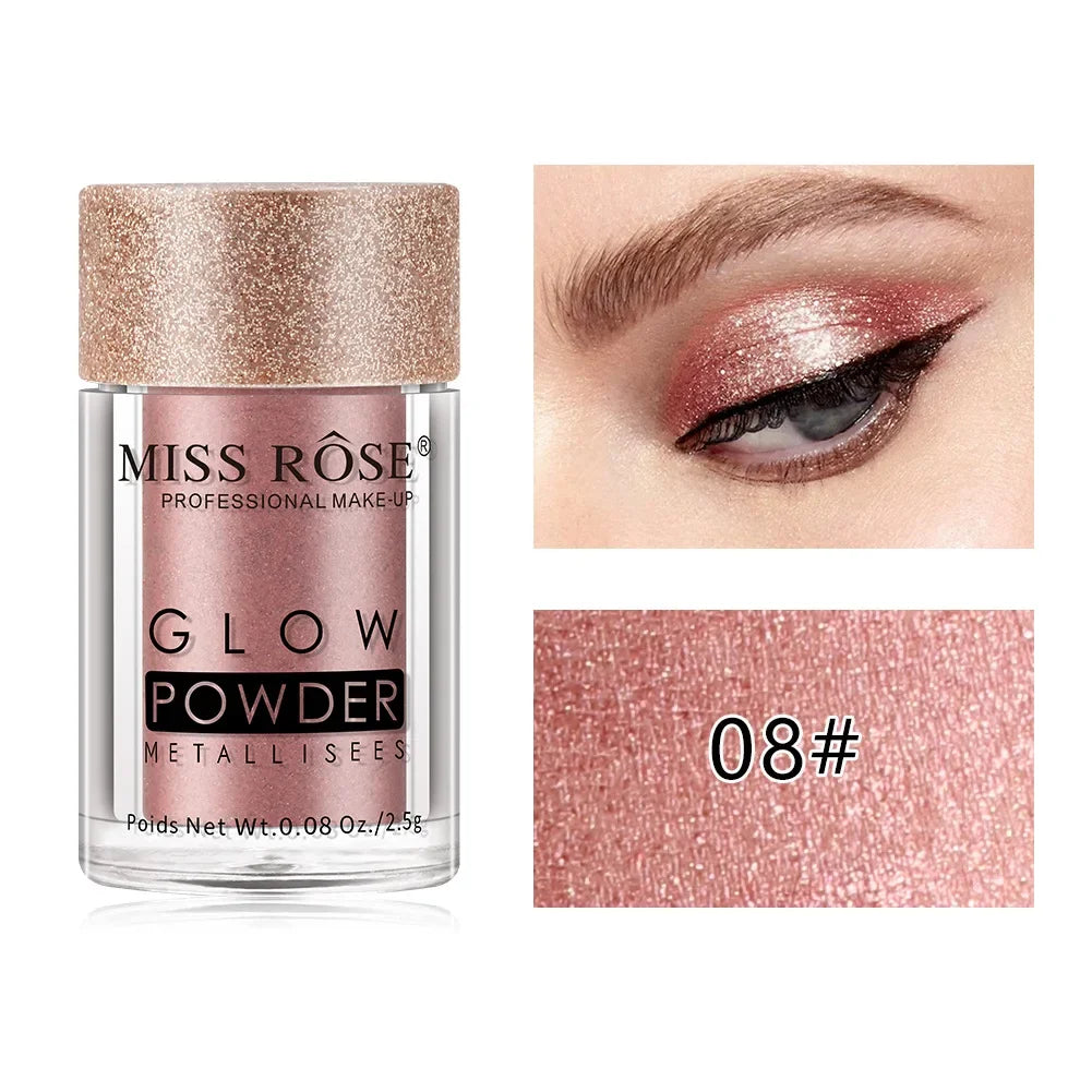 MISS ROSE Single Colour Pearl Diamond Glitter Eyeshadow Make-up High Lighter Shiny Shimmer Brighten Eye Shadow Powder Cosmetics
