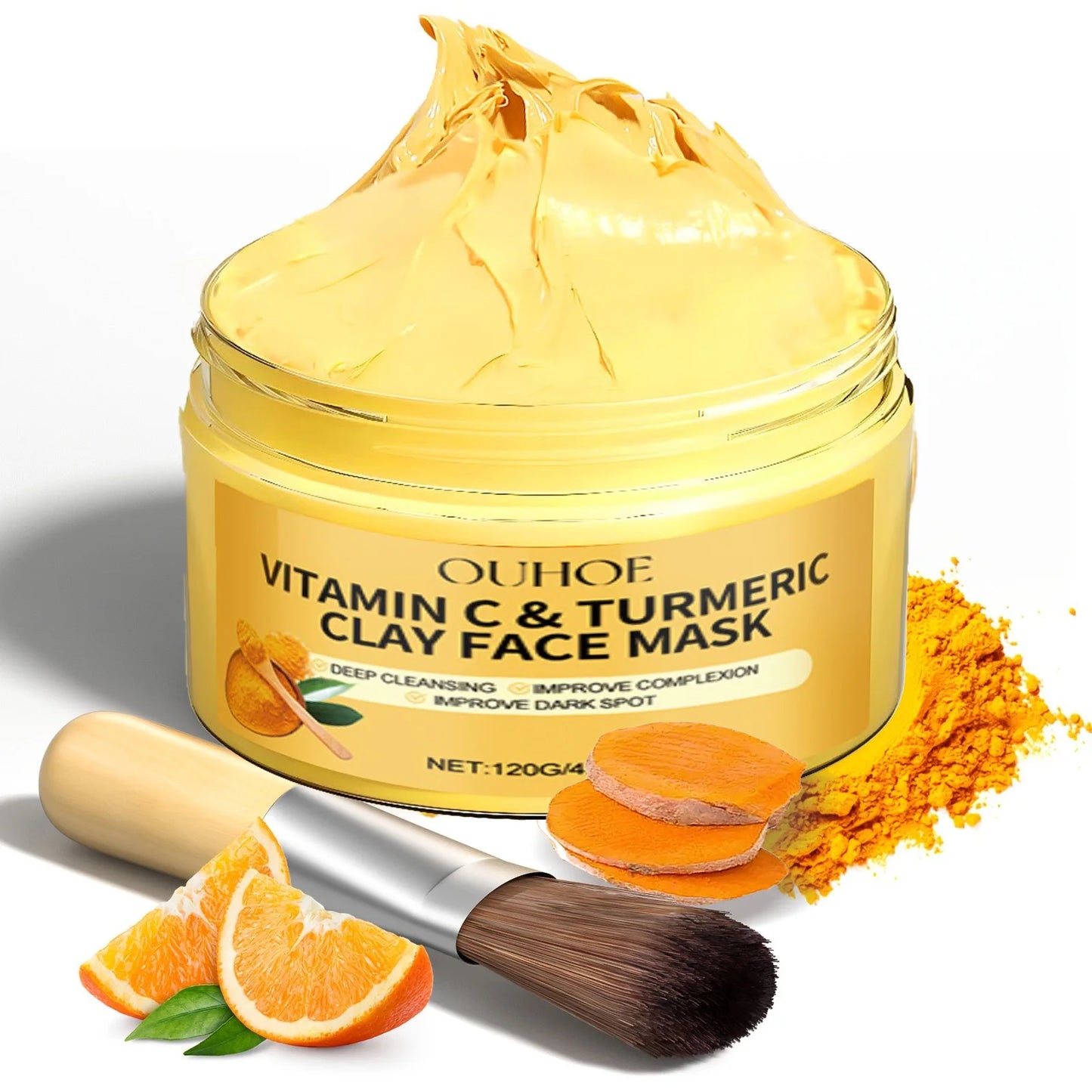 1/3PCS Turmeric VitaminC Clay Mask  Deep Cleansing Facial Improves Dark Spots  Hydrating Skin Care Tightens Skin Evens Skin Tone