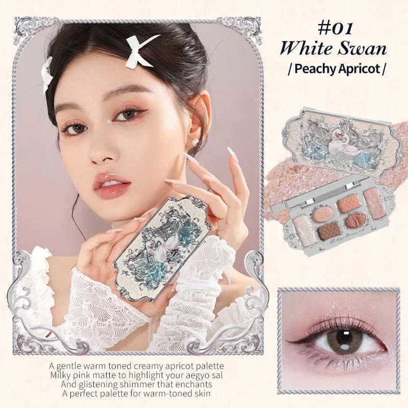 Flower Knows Makeup Swan Ballet Eyeshadow Palette Natural Nude Matte Shimmer Strawberry Cupid Glitter Pigment Eye Shadow Pallete