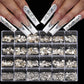 1 box of multi -shaped 3D nail diamond kits -24 AB crystal gem grids, flat -bottom nail art accessories multi -style nail suppli