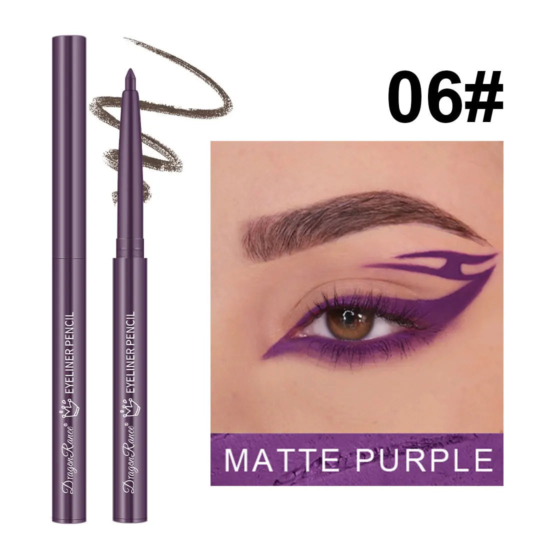 12 Color Matte Glitter Gel Eyeliner Pencil Waterproof Smudge-Proof Smooth Matte White Eyeliner Pen Long-Lasting Eye Liner Makeup