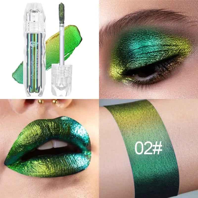 Metallic Discoloured Eye Shadow Purple Green Glitter Eyeshadow Makeup Chameleon Eyeshadow Liquid Polarized Colorful Cosmetics