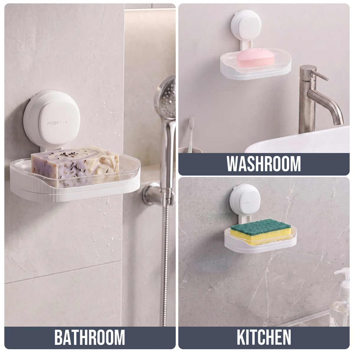 TAILI Soap Rack No Drilling Wall Mounted Suction Cup Soap Holder Soap Sponge Dish Bathroom Accessories Soap Dishes