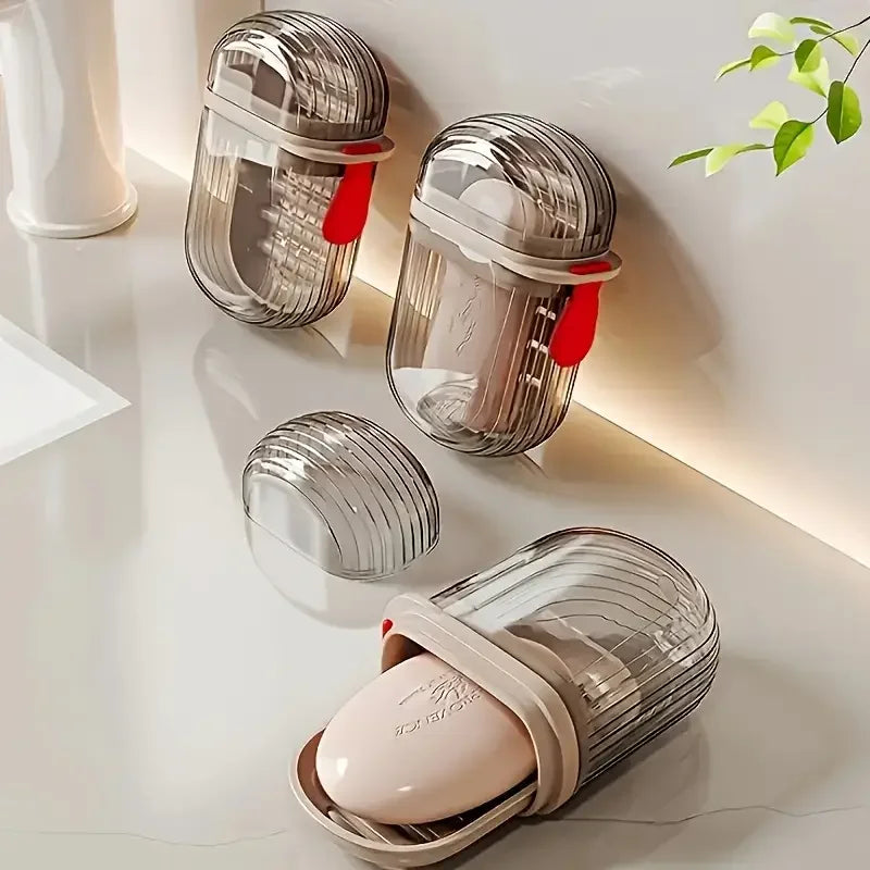 1/2pcs Portable Travel Soap Box with Lid Sealed And Drainable Creative Small Soap Dish for Business Trips