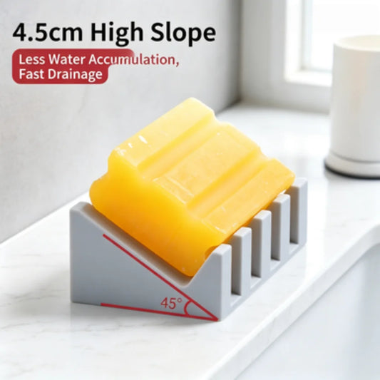 Creative Silicone Draining Soap Dish, Large Bathroom Soap Holder, Quick-Dry No Water Accumulation, Convenient Hand Soap Dish