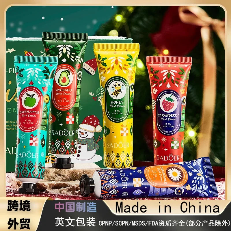 SADOER Gift Box Christmas Fragrance Moisturizing Hand Cream Set Lipstick Souvenir Moisturizing Anti-Drying Girl Holiday Gift