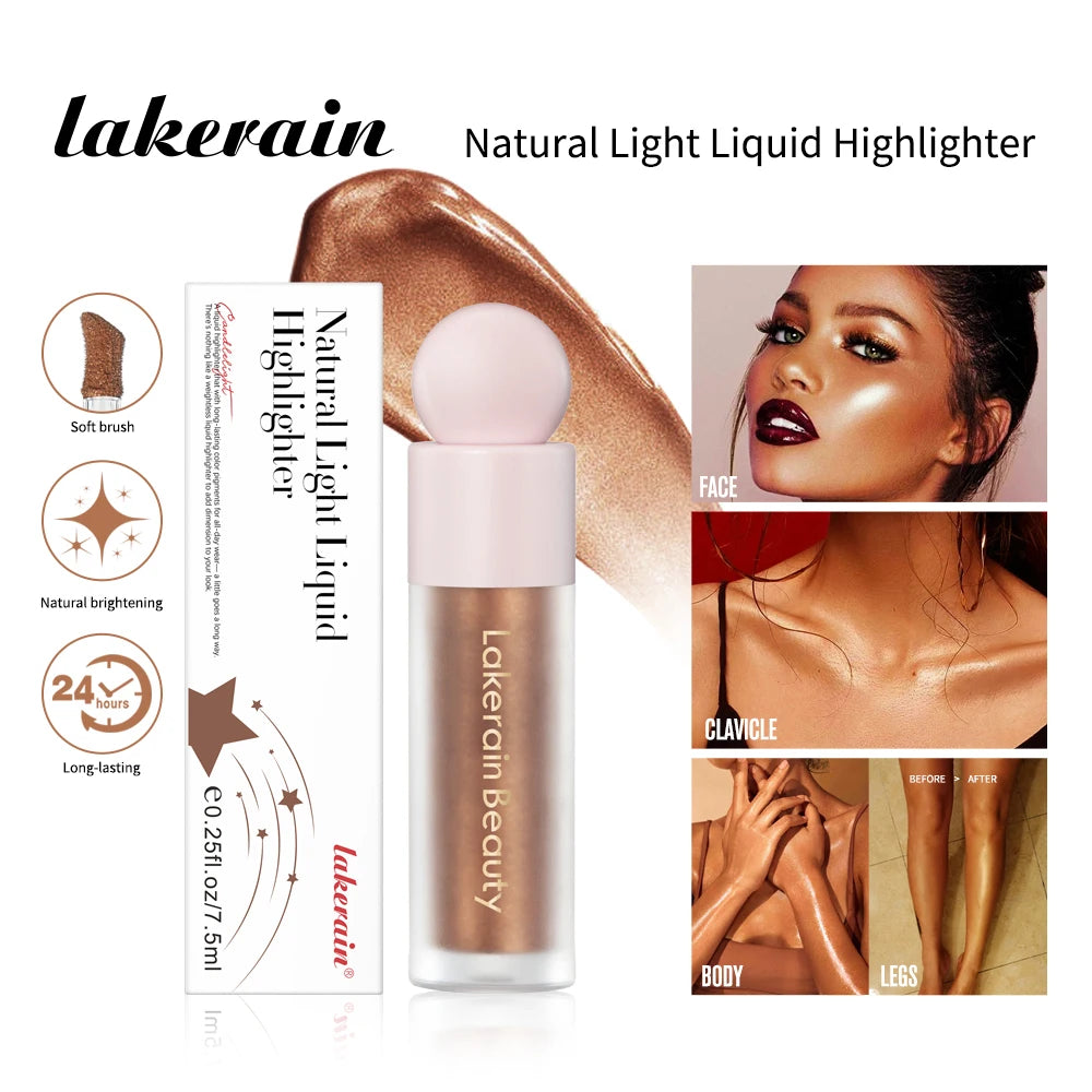 4 Colors Liquid Highlighter Brighten Skin Tone Highlighter Lightweight High Glossy Finish Natural Glow Liquid Luminizer Makeup