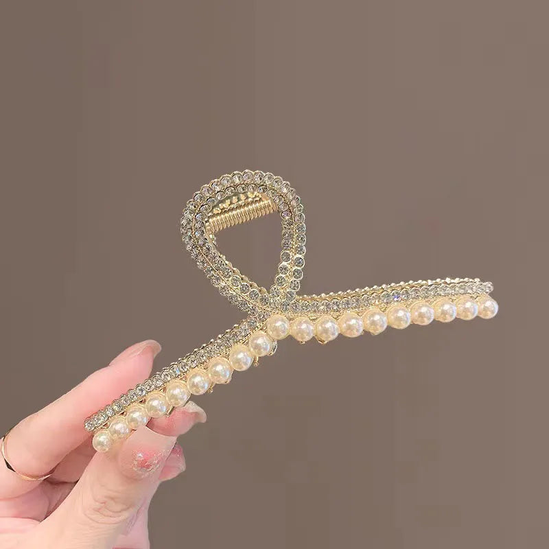 New Pearl Diamond Plate Hair Claw Clip Non-slip Metal Large Shark Clip Crab Hair Clip Women Hair Clips Accessories