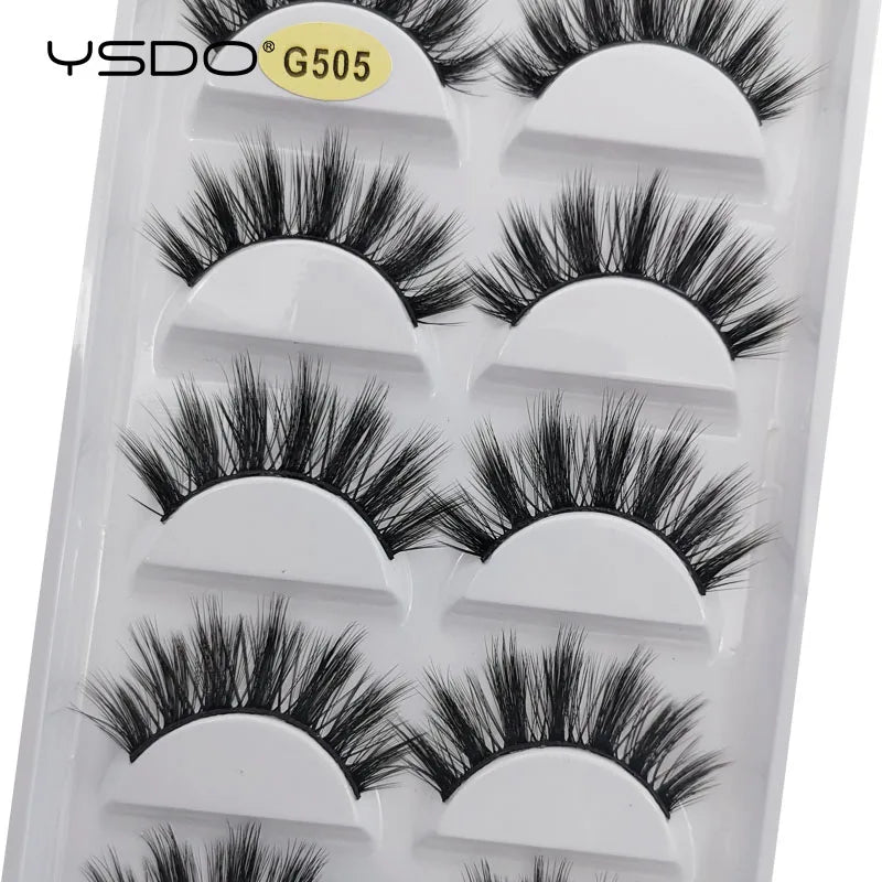 YSDO Eyelashes 3/5 Pairs Natural Long 3D Mink Lashes Fluffy Volume Mink False Eyelashes Cruelty Free Wispy Lashes Makeup Cilios