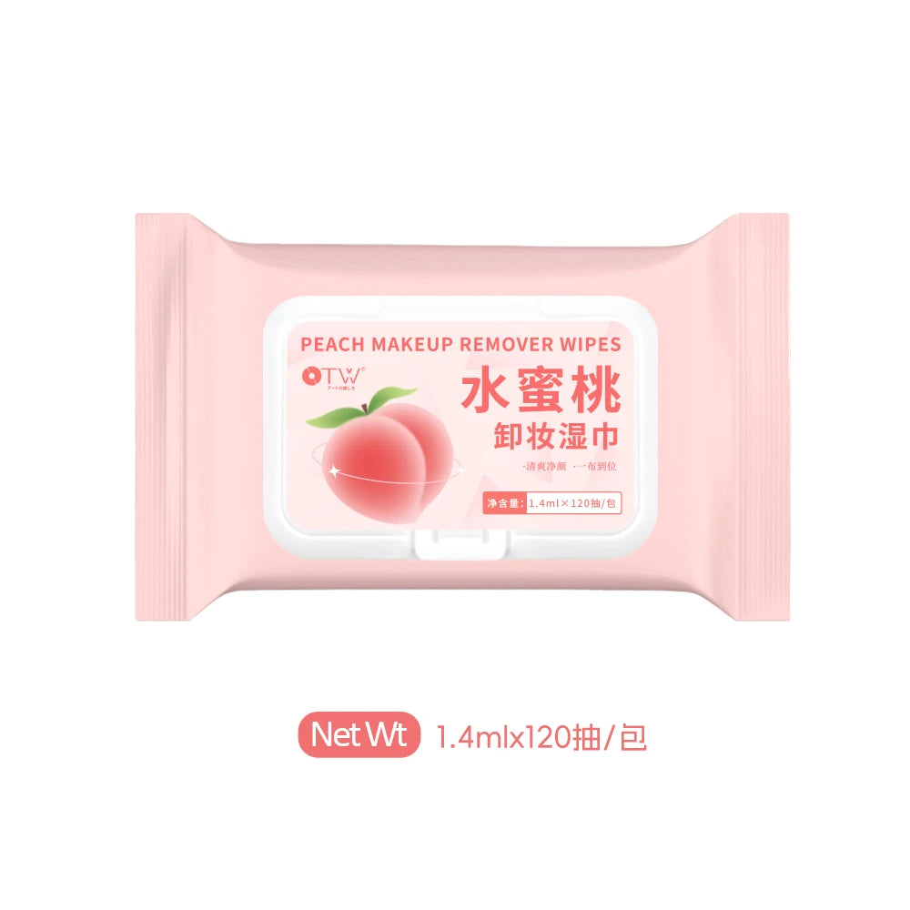 Peach makeup remover wet wipes remove facial makeup, cleanse the skin, refresh and remove makeup