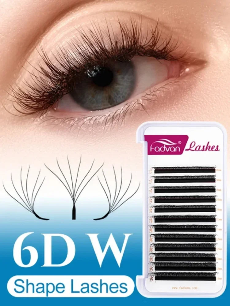 FADVAN New 6D-W Shaped C/D Curl Eyelash Extensions 0.07mm Soft Natural Professional Fake Lash High Quality Faux Mink Lashes