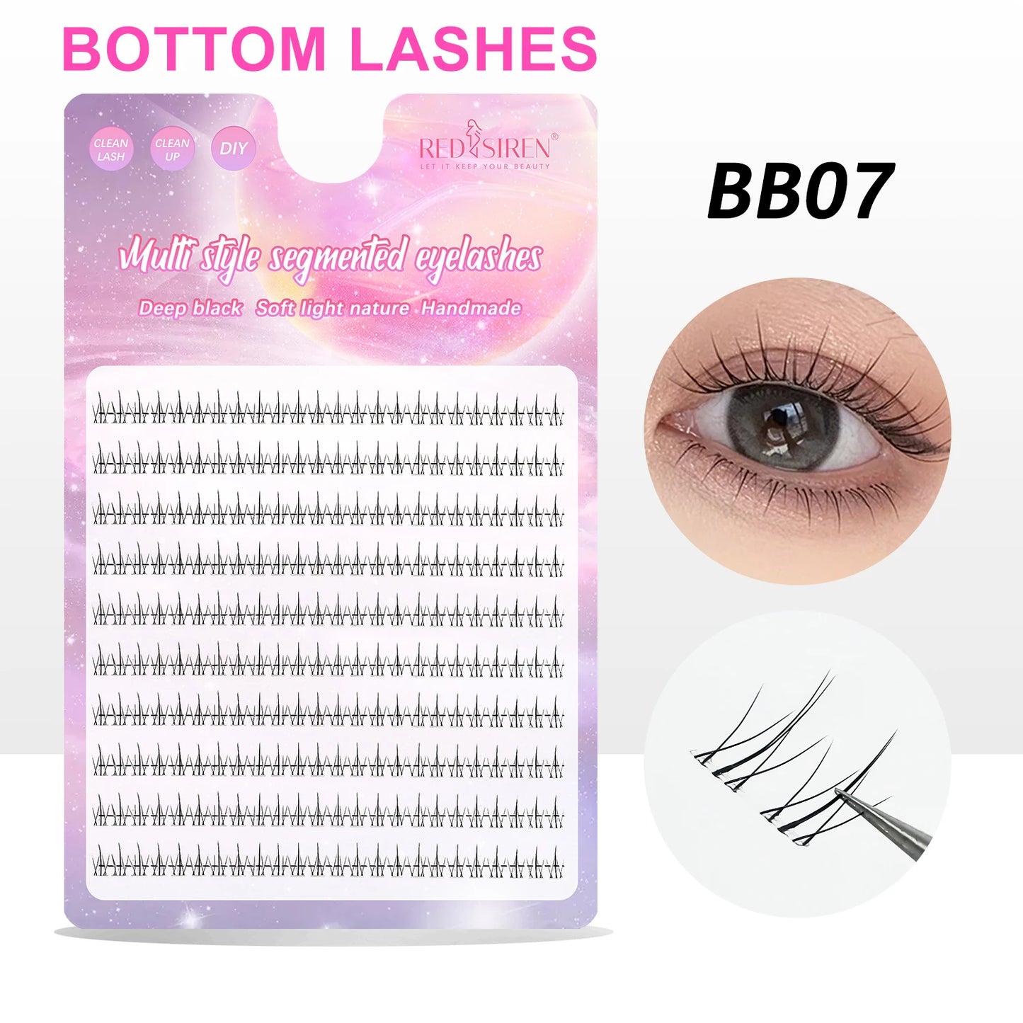 REDSIREN 10Rows Under Eyelash Large Capacity Cluster Lashes Korean Makeup Natural Look Bottom Lashes