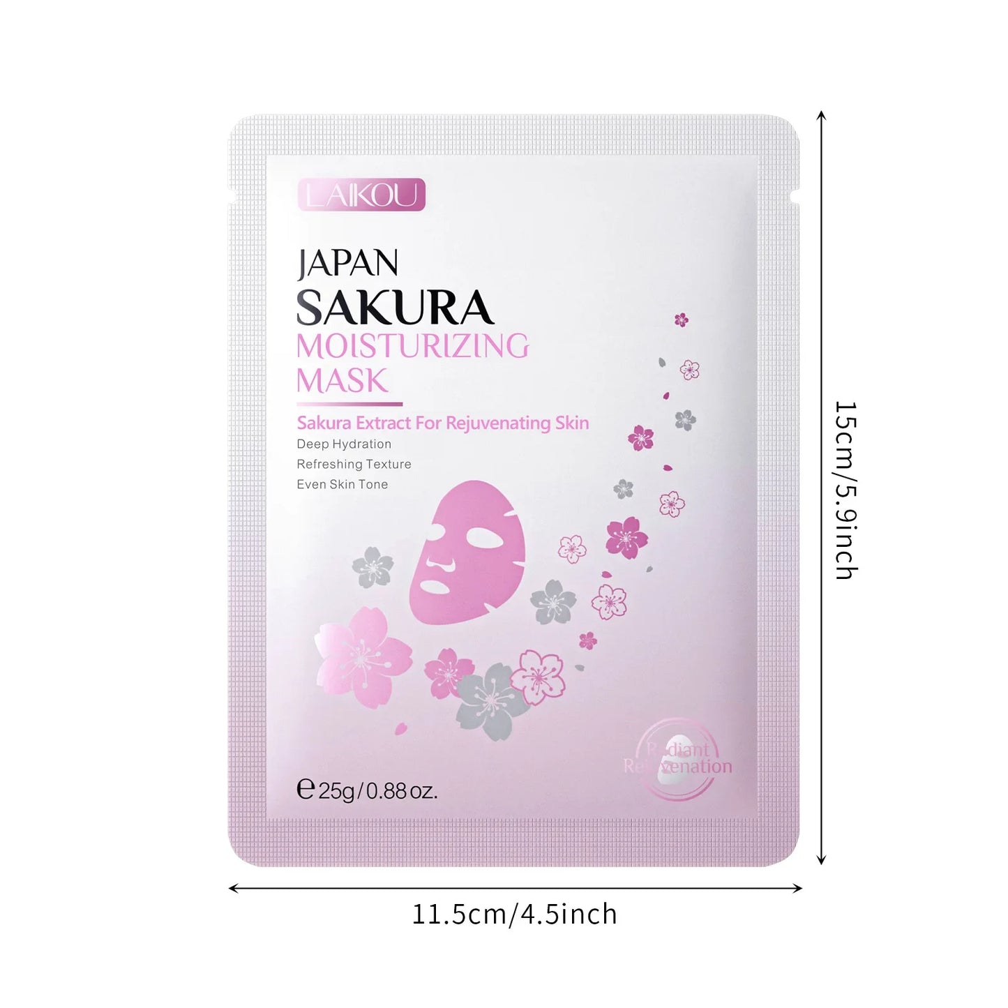 Laikou Sakura Facial Mask, Hydrating & Brightening Sheet Mask for Moisturized and Radiant Face Masks Skin Care Cosmetics 25g