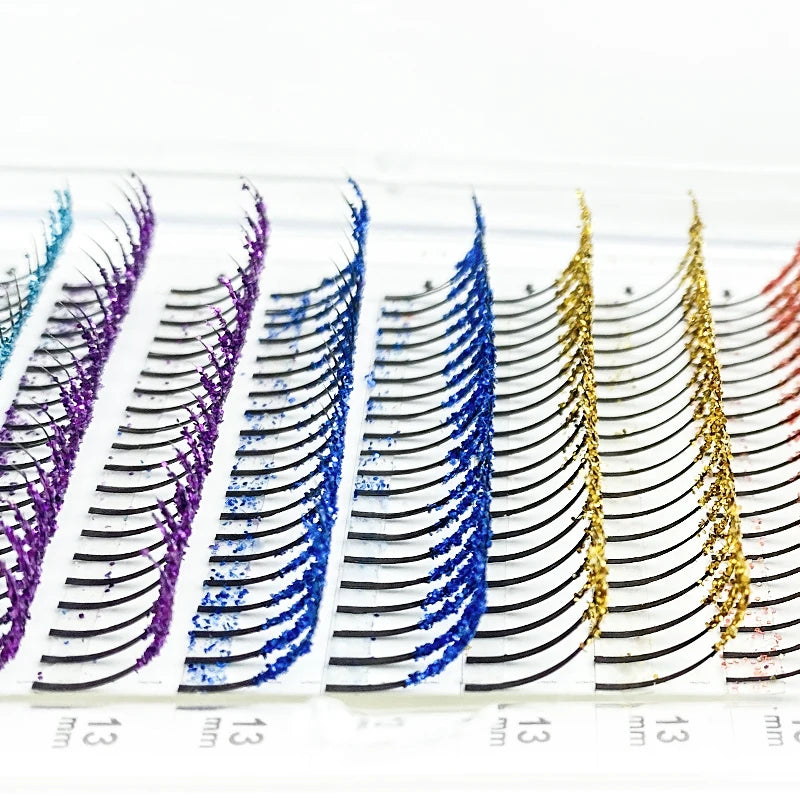 NATUHANA Glitter Fairy Eyelash Extensions DIY Sparkle Colorful False Lashes Wispy Volume Makeup