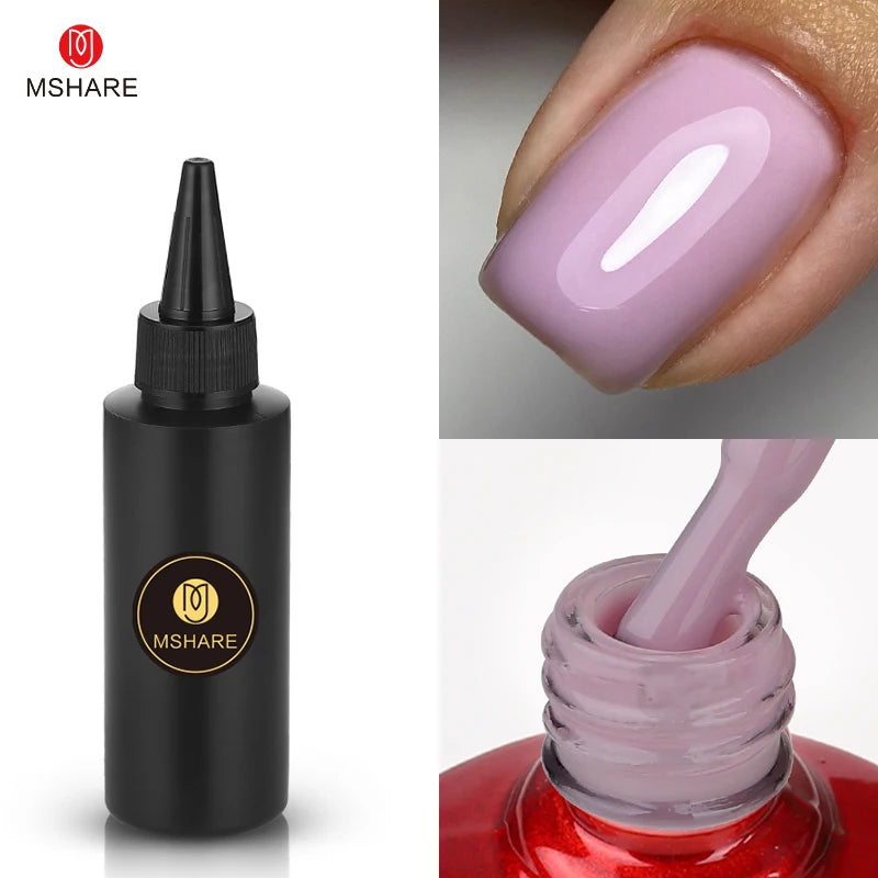 MSHARE Milk Milky Pink Rubber Base Coat Color Nail Gel Polish Semi Transparent French Camouflage Soak off UV LED Varnish 100ml