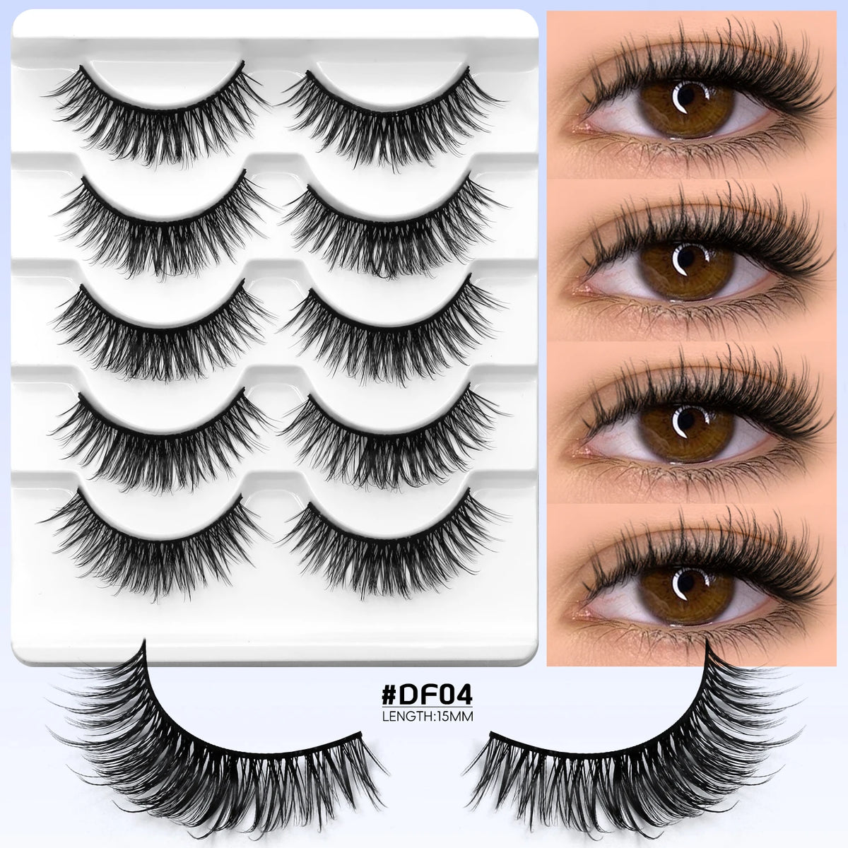 Veltrinay Fake Lashes 3D Mink Lashes Soft False Eyelashes Natural Thick Faux Mink Eyelashes Extention Makeup