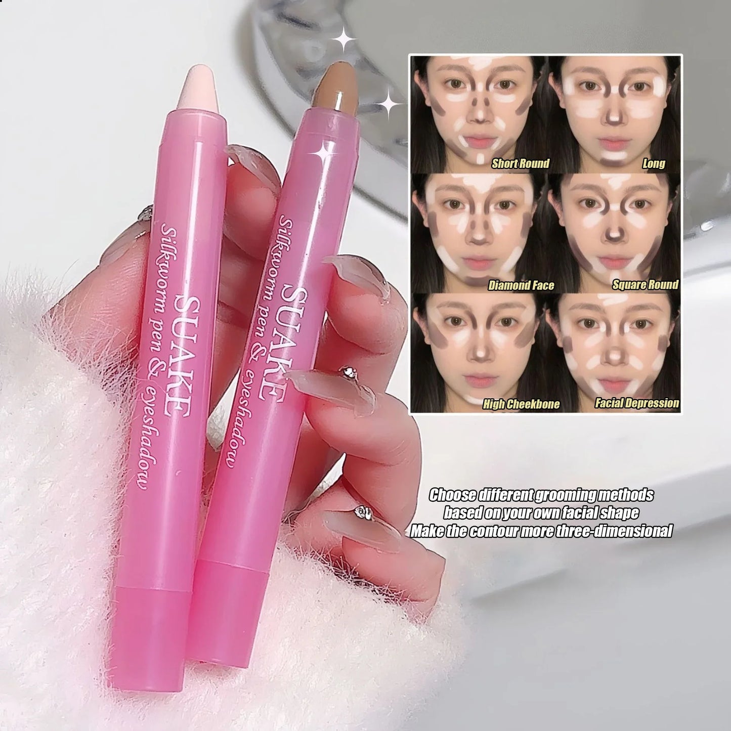 Matte Lying Silkworm Pen Highlighter Contouring Stick Face Outline Shadow Bronzer Concealer Cream 3D Brightening Korea Cosmetic