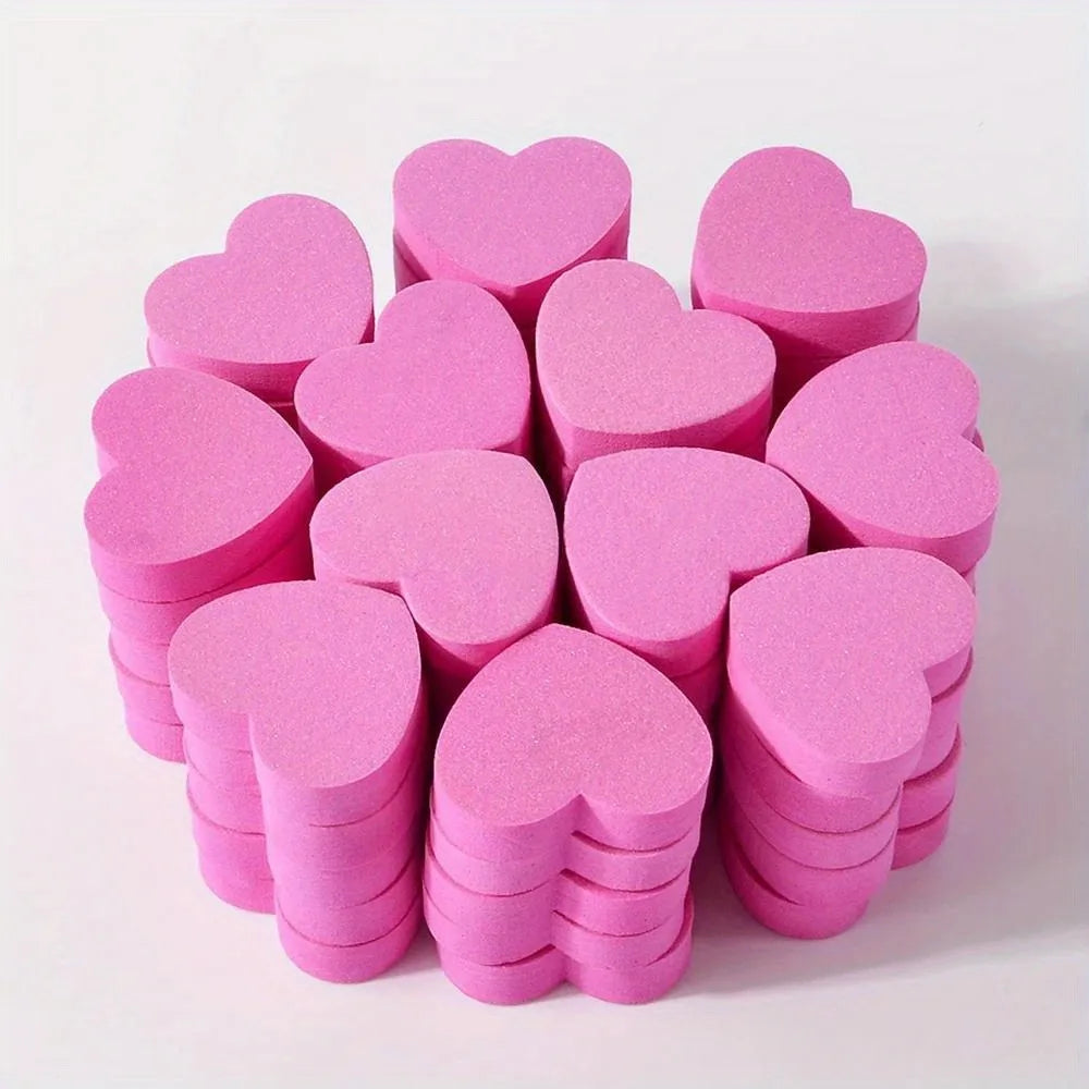 10/25/50pcs Heart Sponge Nail Files Blocks 180/240 Double-sided Polishing Sanding Buffer Washable Sandpaper Manicure Tools