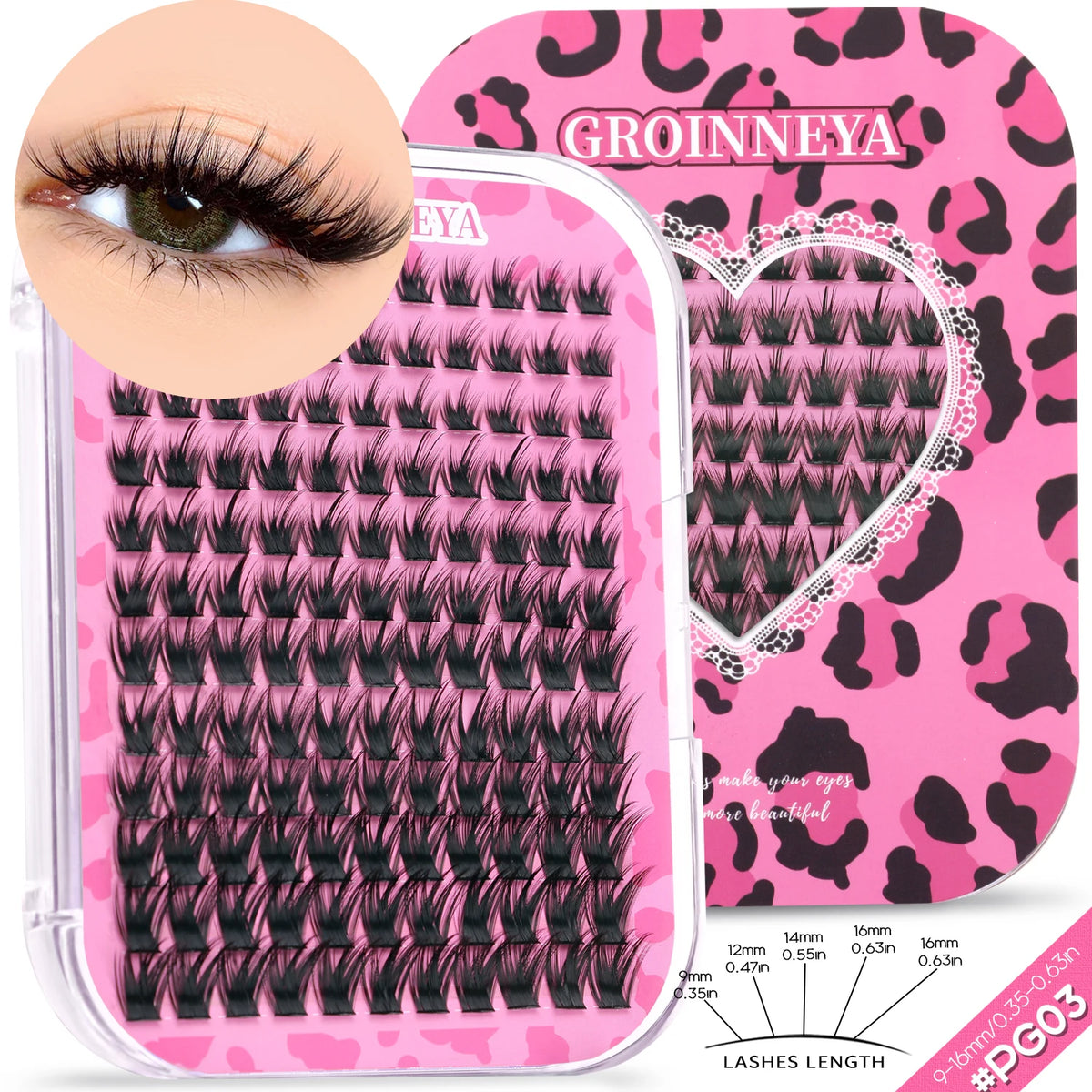 GROINNEYA DIY Lash Clusters Mixed Tray Manga Cluster Lashes DIY Spiky Lashes Extension Natural Volume Individual Lashes Makeup