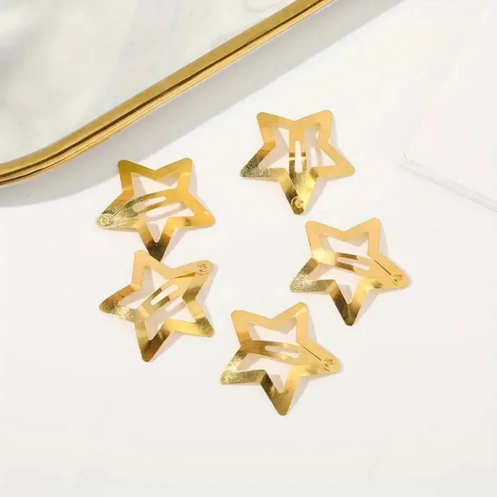 10 Pieces Pentagram BB Hairpins Metal Barrettes Five-pointed Star Bangs Side Clips Gold Star Hair Clips Hair Accessories