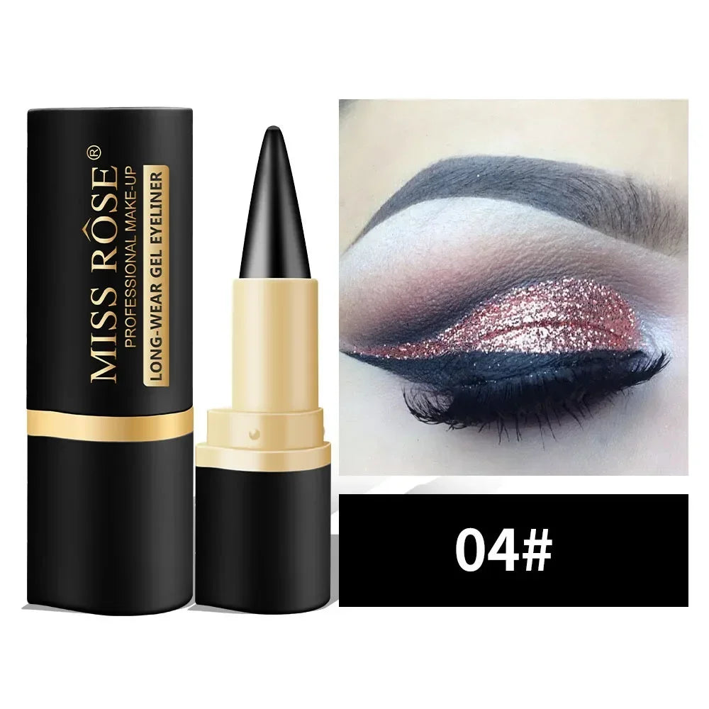 Miss Rose Black Long-Lasting Eye liner Pen Makeup 24-Hour Waterproof Gel Eye Shadow Eyeliner Pencil Kajal Eye Shimmer Cosmetics