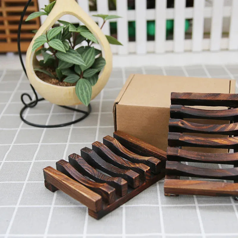 Soap Box Natural Wooden Bath Soap Holder Creative Fashion Tray Wooden Prevent Mildew Drain Box Kitchen Bathroom Washroom Tools