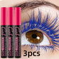 3pcs Colorful 3D Eye Blue Green Purple Mascara Waterproof Lengthens Eyelashes Extension Silk Fiber Mascare Long Lasting Eye Makeup for Women Cosmetic Korean Make up