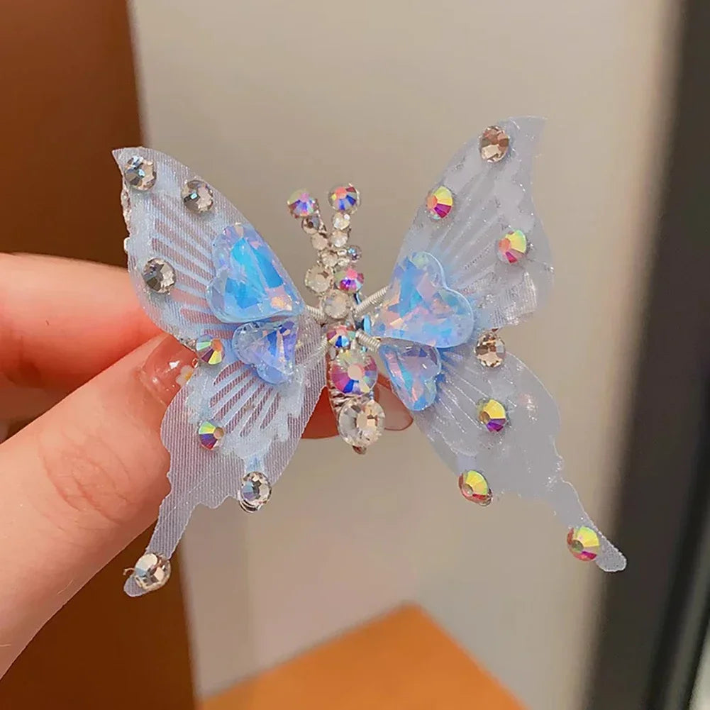 Styling Lively Moving Wings Bangs Cute Fairy Rhinestone Butterfly Hairpin Three-dimensional Hair Clip Headwear Hair Accessories