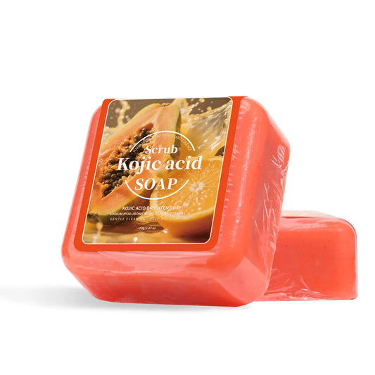 70g Natural Kojic Acid Papaya Soap with Glycerin Deep Cleansing Brighten Skin Sweet Orange Scented Bar for Facial & Body Care