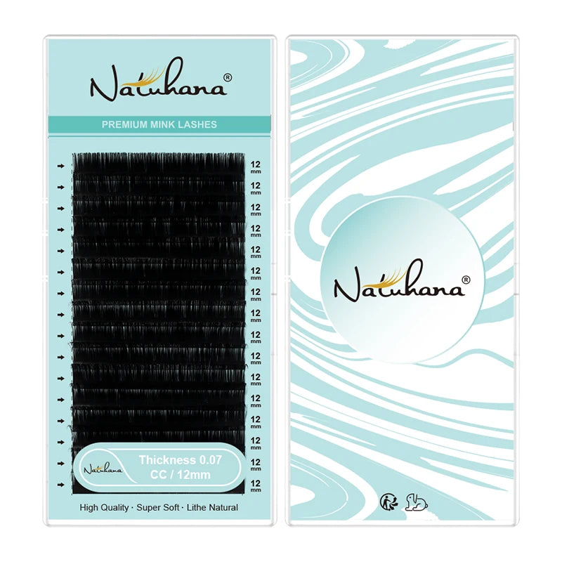 NATUHANA Korea PBT 16Rows B C D Curl Eyelash Extension False Individual Lashes Hand Made Faux Mink Eyelashes for Extensions