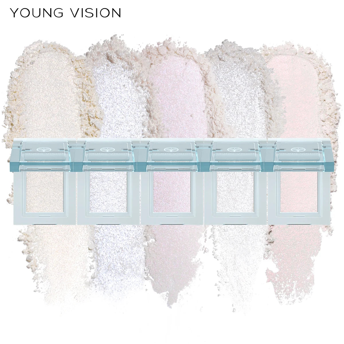 5-Color Creamy Highlighter  Palette - Soft Putty Texture, Intense Shimmer & Glitter, Long-Lasting