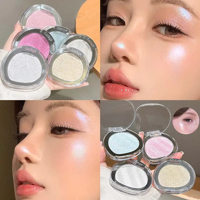 Shimmer Glitter Powder Highlighter Palette Shiny Diamond White Eyeshadow Highlight Makeup Face and Body Brighten Natural Contour